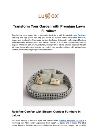 Transform Your Garden with Premium Lawn Furniture