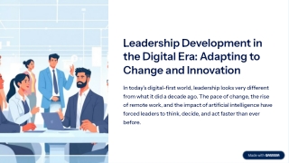 Leadership Development in the Digital Era Adapting to Change and Innovation