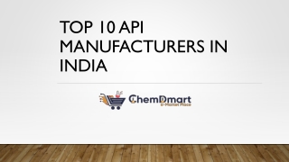 Top 10 API Manufacturers in India