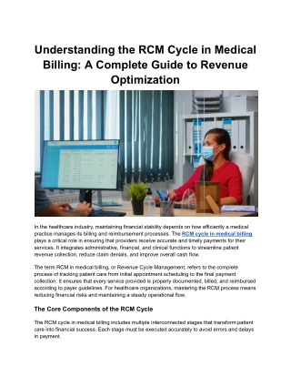 Understanding the RCM Cycle in Medical Billing: A Complete Guide to Revenue Opti