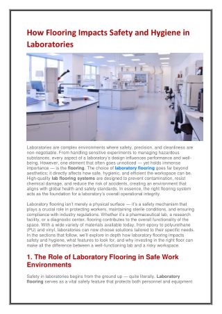 How Flooring Impacts Safety and Hygiene in Laboratories