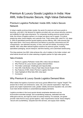 Premium & Luxury Goods Logistics in India_ How AWL India Ensures Secure, High-Value Deliveries