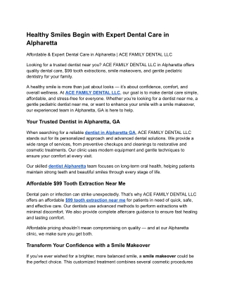 Healthy Smiles Begin with Expert Dental Care in Alpharetta