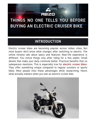 Things No One Tells You Before Buying an Electric Cruiser Bike