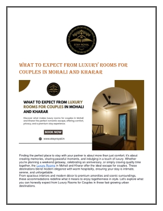 Discover the Best Couple Stays in Mohali & Kharar