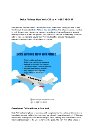 Delta Airlines New York Office  1-888-738-0817