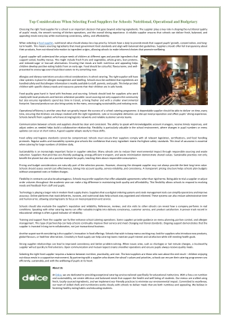 Top Considerations When Selecting Food Suppliers for Schools - Nutritional, Operational and Budgetary