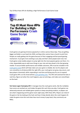 Top 10 Must Have APIs for Building a High-Performance Crash Game Script