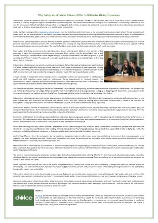 Why Independent School Caterers Offer A Distinctive Dining Experience