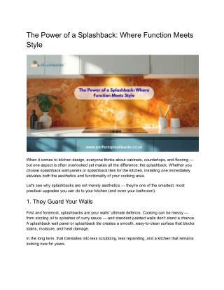The Power of a Splashback Where Function Meets Style