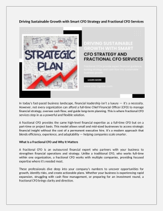 Driving Sustainable Growth with Smart CFO Strategy and Fractional CFO Services