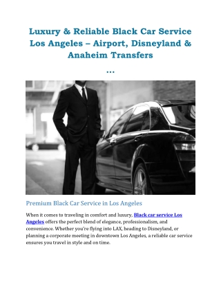 Luxury & Reliable Black Car Service Los Angeles
