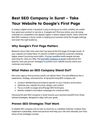 Best SEO Company in Surat – Take Your Website to Google’s First Page