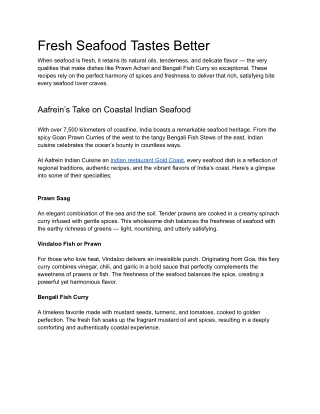 Fresh Seafood Tastes Better