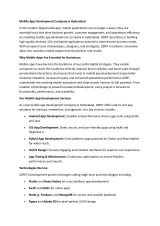 Mobile App Development Company in Hyderabad