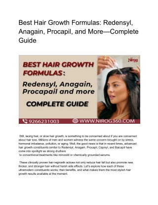 Best Hair Growth Formulas: Redensyl, Anagain, Procapil, and More—Complete Guide