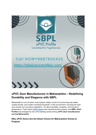 uPVC door manufacturers in Maharashtra