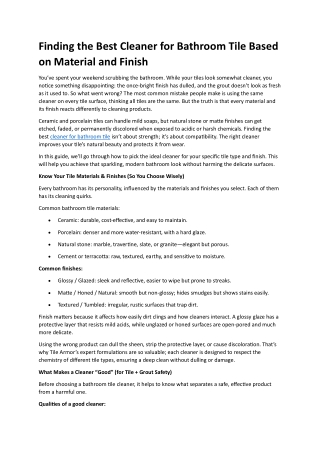 Best Cleaner for Bathroom