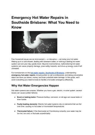 Emergency Hot Water Repairs in Southside Brisbane_ What You Need to Know