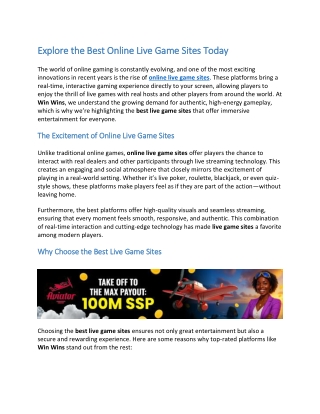 Explore the Best Online Live Game Sites Today