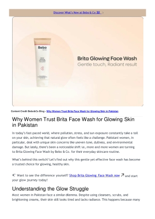 Brita Face Wash Ingredients and Benefits for Glowing Skin