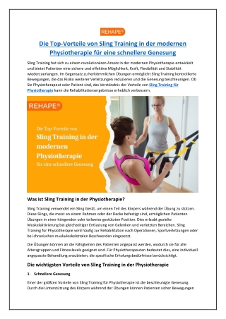 Die Top-Vorteile von Sling Training in der modernen Physiotherapie für eine schnellere Genesung