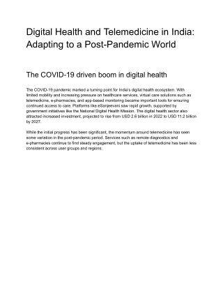 Digital Health and Telemedicine in India_ Adapting to a Post-Pandemic World