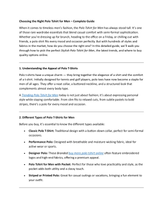 Choosing the Right Polo Tshirt for Men – Complete Guide
