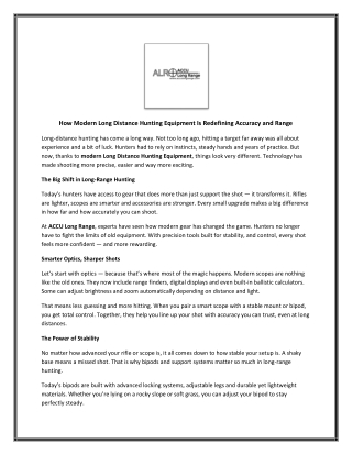 How Modern Long Distance Hunting Equipment Is Redefining Accuracy and Range