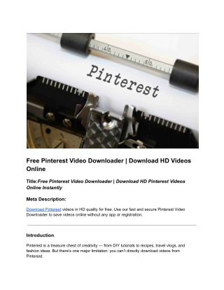 Free Pinterest Video Downloader  Download HD Videos Online 2