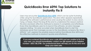 How to Resolve QuickBooks Error 6094 Instantly