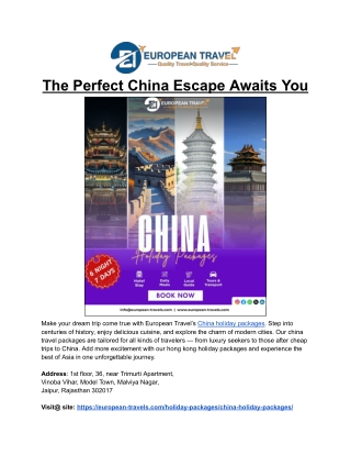 China Holiday packages