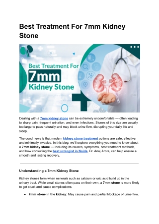 Best Treatment For 7mm Kidney Stone