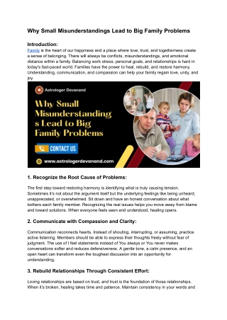 Why Small Misunderstandings Lead to Big Family Problems