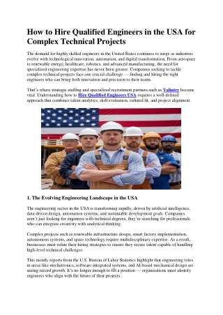 How to Hire Qualified Engineers in the USA for Complex Technical Projects