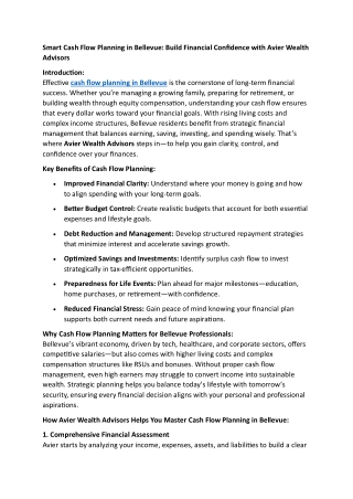 Cash Flow Planning in Bellevue | Avier Wealth Advisors