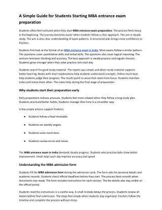A Simple Guide for Students Starting MBA entrance exam preparation