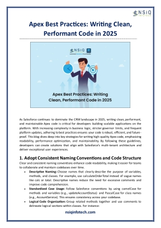 Apex Best Practices Writing Clean, Performant Code in 2025