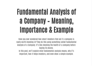 Fundamental Analysis of a Company – Meaning, Importance & Example