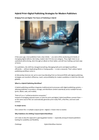 Hybrid Print–Digital Publishing Strategies for Modern Publishers