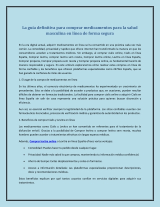 La guía definitiva para comprar medicamentos para la salud masculina en línea de