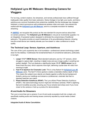 Hollyland Lyra 4K Webcam_ Streaming Camera for Vloggers