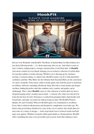 Stylish Shirts for Men | HookFit – Trendy & Premium Men’s Fashion