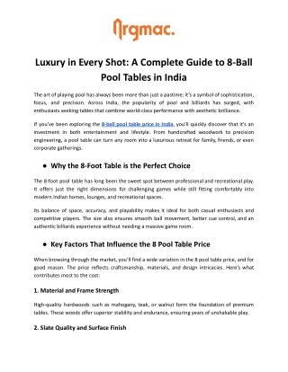 Luxury in Every Shot_ A Complete Guide to 8-Ball Pool Tables in India