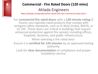 Commercial - Fire Rated Doors (120 mins)