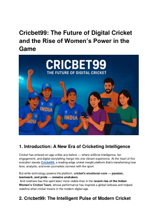 Cricbet99_ The Future of Digital Cricket and the Rise of Women’s Power in the Game