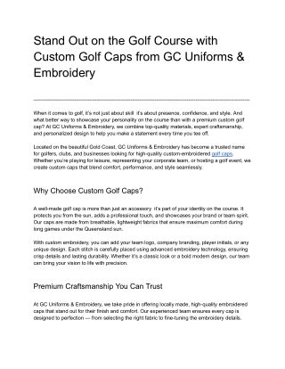Stand Out on the Golf Course with Custom Golf Caps from GC Uniforms & Embroidery