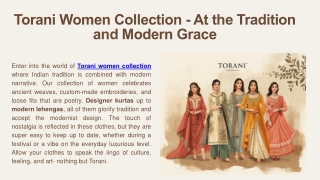 Torani Women Collection - At the Tradition and Modern Grace