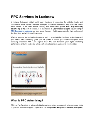 Result-Driven PPC Services in Lucknow and Boost Your Business with Targeted Ads