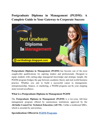 Postgraduate Diploma in Management (PGDM)_ A Complete Guide to Your Gateway to Corporate Success